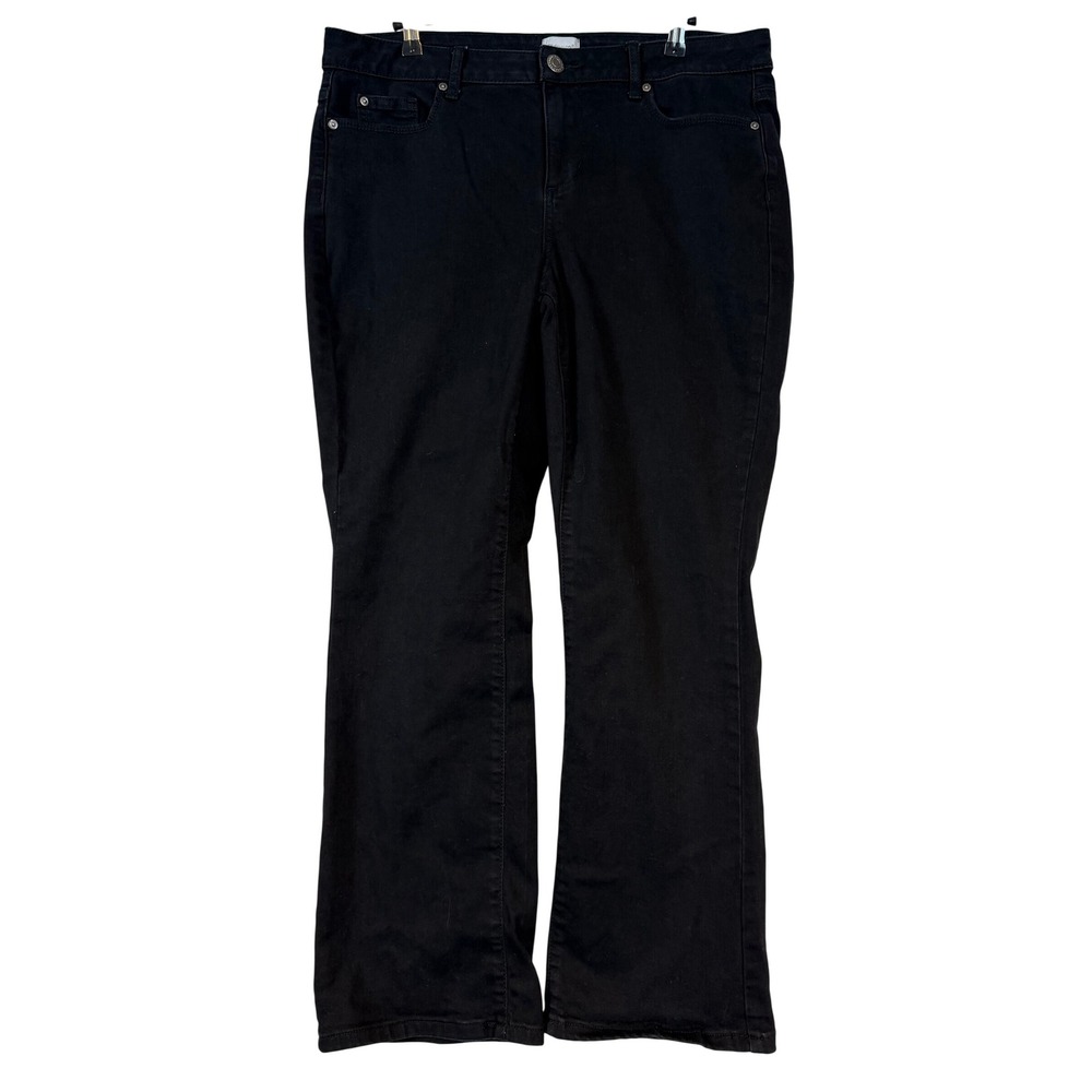 Avenue Womens Plus •16P• Black Bootcut Jeans Mid Rise Stretch Denim Pants Curvy
